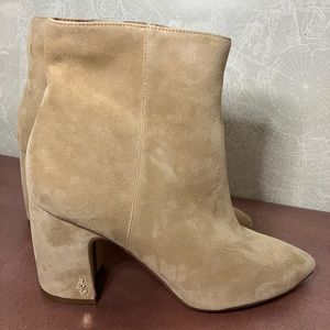 Camel heeled booties 9 sam Edelman suede